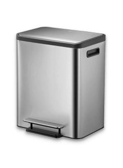 EKO Ecocasa Rectangular Recycling Pedal Trash Can Silver 30 L  - Image 1