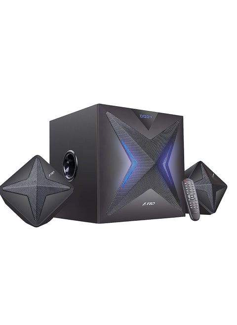 F&D F550X 56W 2.1 Channel Bluetooth Multimedia Speakers with Subwoofer Satellite Speaker, Multicolor LED Display, Remote, USB, SD Card, NFC