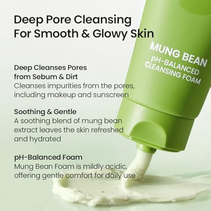 beplain Mung Bean pH-Balanced Cleansing Foam (2.7fl.oz/80ml) | Fragrance-Free | Non-Comedogenic Tested | Deep Pore Facial Cleanser | Suitable for Sensitive Skin | Face Mask Cleanser | Korean Skincare - Image 3