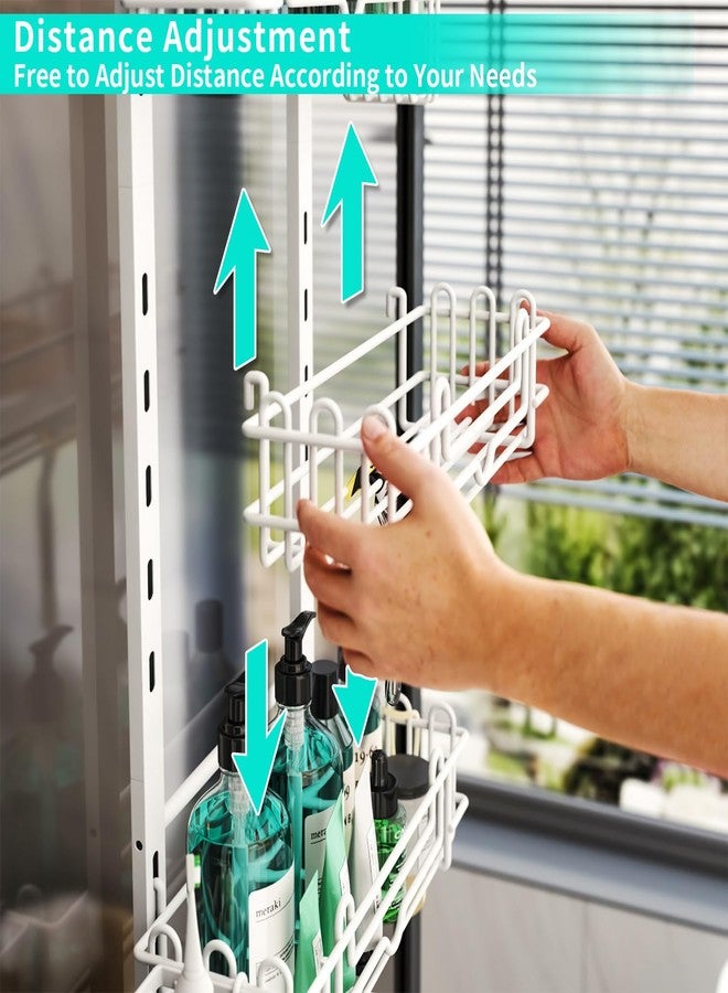 HapiRm 4 Tier Over the Door Shower Caddy, Hanging Shower Caddy with 22 Hooks and 2 Toothbrush Holders, No Drilling Adjustable Hanging Bathroom Organizer - White - Image 2