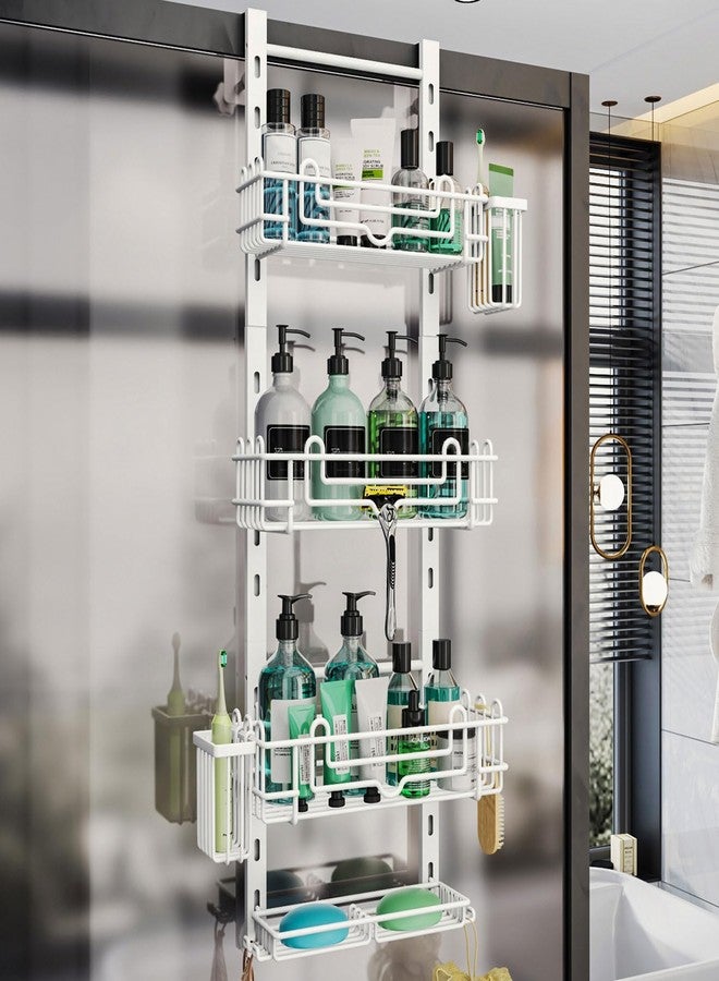 HapiRm 4 Tier Over the Door Shower Caddy, Hanging Shower Caddy with 22 Hooks and 2 Toothbrush Holders, No Drilling Adjustable Hanging Bathroom Organizer - White - Image 1