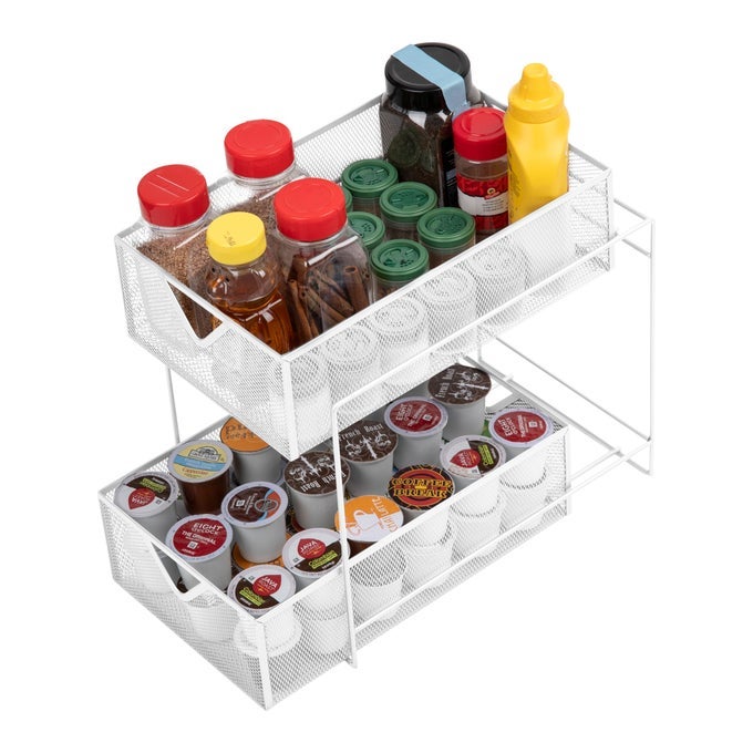 ACCESSORY ORGANIZER SUPPLY STORAGE MAKEUP CRAFTS OFFICE KITCHEN METAL MESH 825L X 125W X 125H WHITE