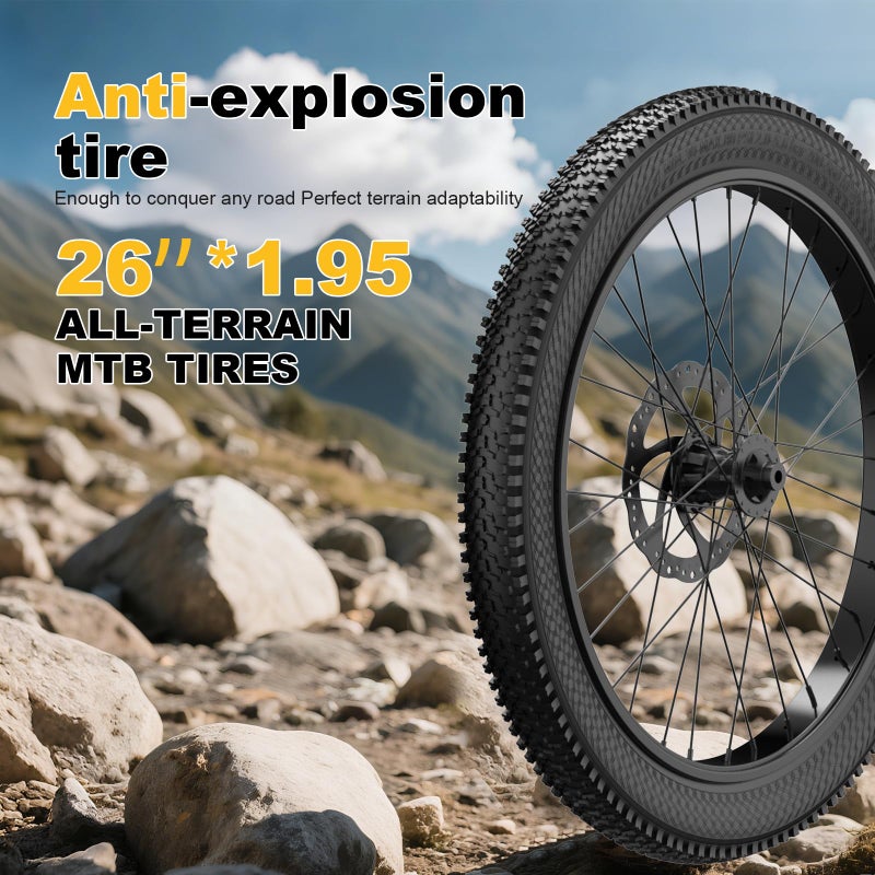 Pagpl 26 Inch Bike Tires Replacement 2-Pack 26x1.95 Bike Tire with Anti-Stab Weave, Folding Mountain Bicycle Tires and Tubes - Image 4