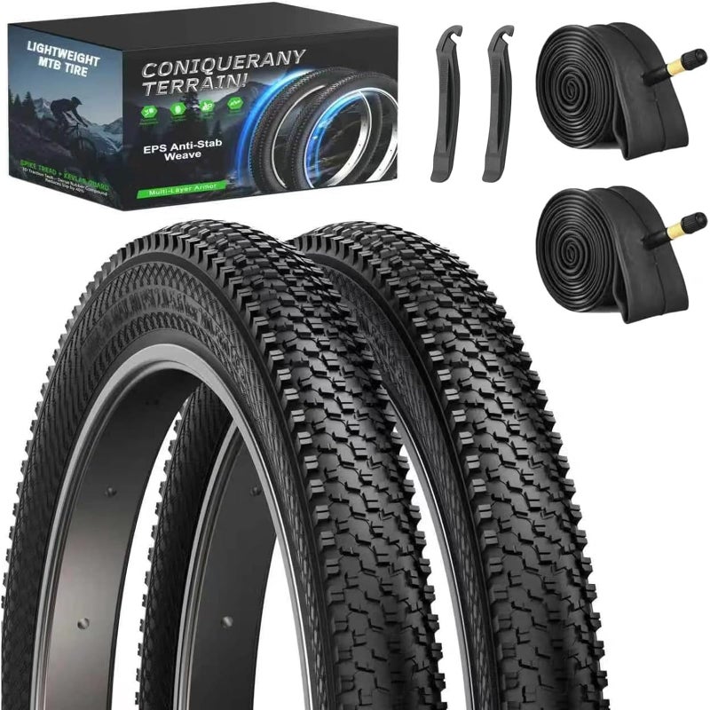 Pagpl 26 Inch Bike Tires Replacement 2-Pack 26x1.95 Bike Tire with Anti-Stab Weave, Folding Mountain Bicycle Tires and Tubes - Image 1