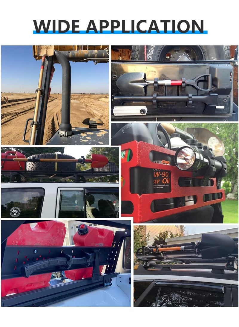 SOLARAE Hi-Lift Jack Handle Keeper Shovel Holder Mount, 4 Pack Rubber Clamp Rubber Holder, Mount Quick, Release Clamp, Mount Bracket Fits 1-1/7'' to 1-3/7'' Diameter Tools - Image 3