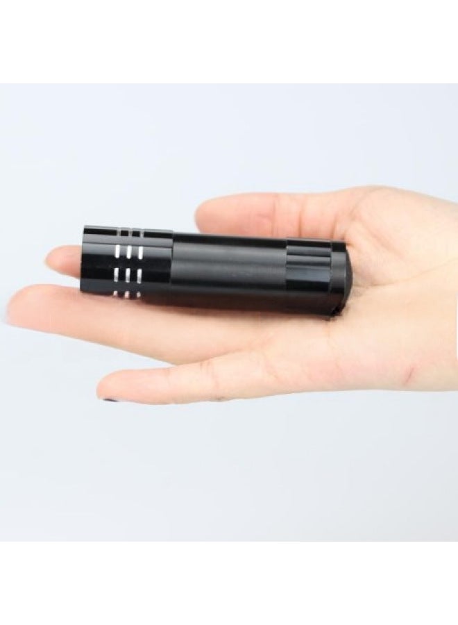 9LED Purple Light Ultraviolet Flashlight Banknote Detection Mini Nine Light Mask Nail Art UV Curing Fluorescent Agent Detection Pen-Color:Black One-handed Electric + Tail Rope + Opp Bag  - Image 4