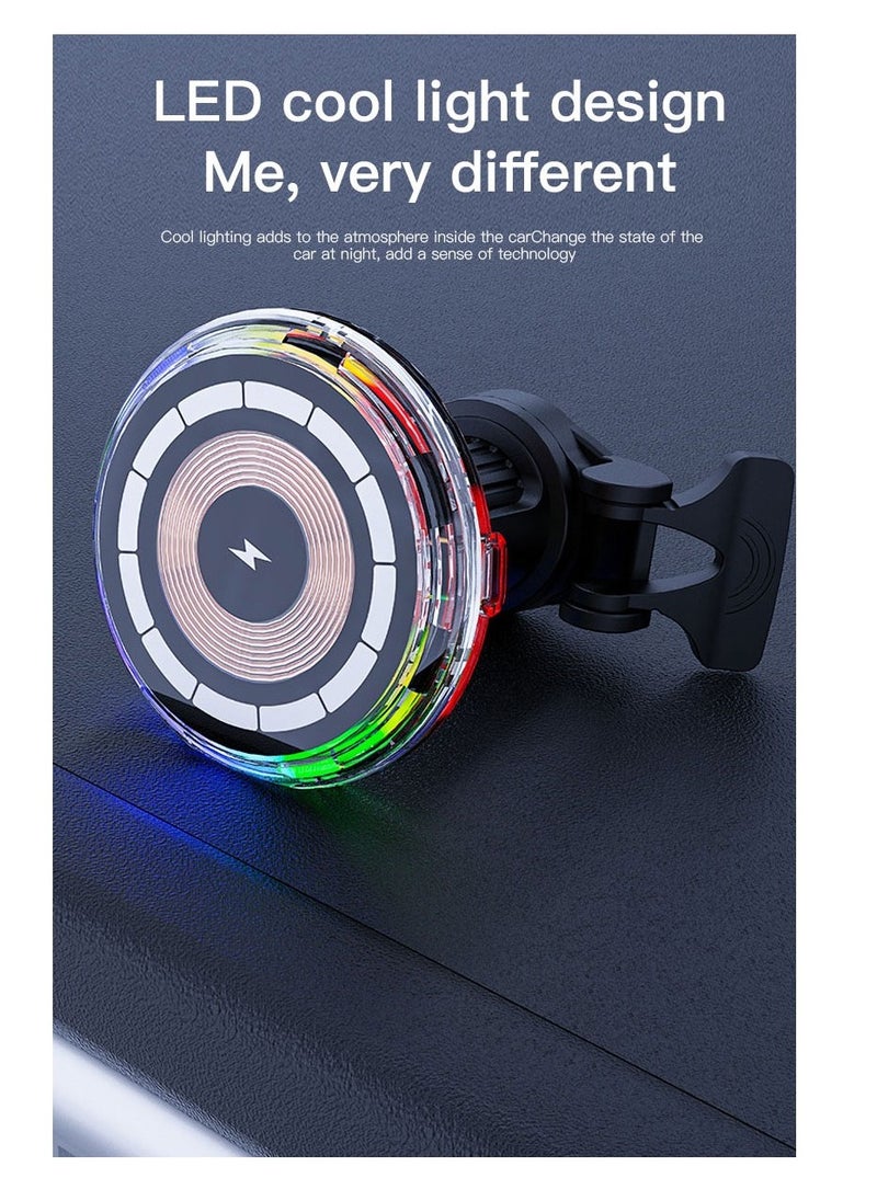 GULFLINK LED Light Ring 15W Fast Wireless Charging Car Charger For Magnetic Wireless Car Phone Holder  - Image 3