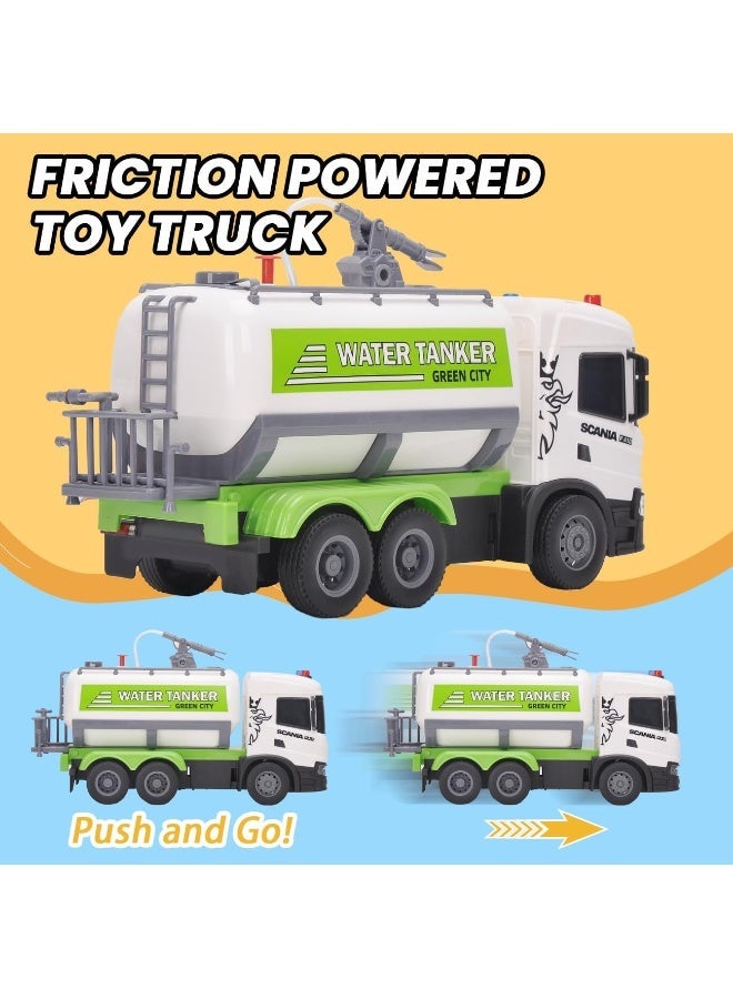The Toys Home Licensed Scania Water Tanker Truck Toy for Kids – 10 Inch Friction Powered Push & Go Vehicle with Lights, Sound & Real Water Spray | 1:64 Scale Construction Truck Toy for Boys Ages 3+ - Image 2