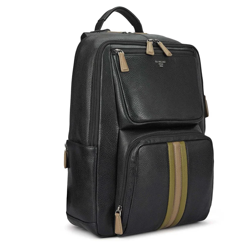 دا ميلانو Wax Leather Backpack - Black