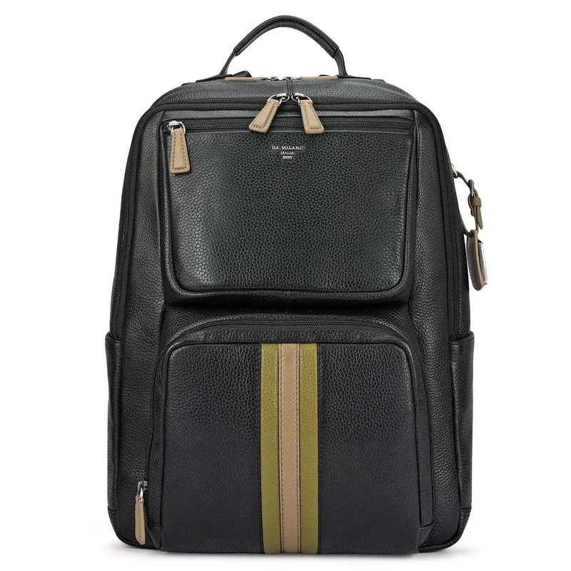 دا ميلانو Wax Leather Backpack - Black