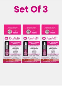Face Fresh Set of 3 L-Glutathione Ampoule Face Serum - Hyaluronic Acid & Xanthan Gum, Improves Skin Texture, Clarity & Softness, Clears Scars, For All Skin Types 5ml 