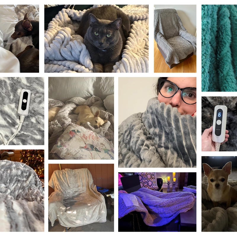 SNUGSUN Electric Heated Blanket King Size with Dual Control, Soft and Cozy Thickened Flannel and Sherpa Electric Blanket for Bed, 6 Heating Levels & 10 Hours Auto-Off, 100"x90" London Grey - Image 5