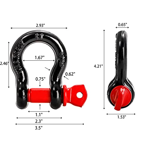 Bekith 4 Pack 5/8" D Ring Shackle 3.25 Ton (7165 Lbs) Capacity with 3/4" Pin Heavy Duty Shackles for Tow Strap, Winch, Off-Road Truck Vehicle Recovery - Image 2