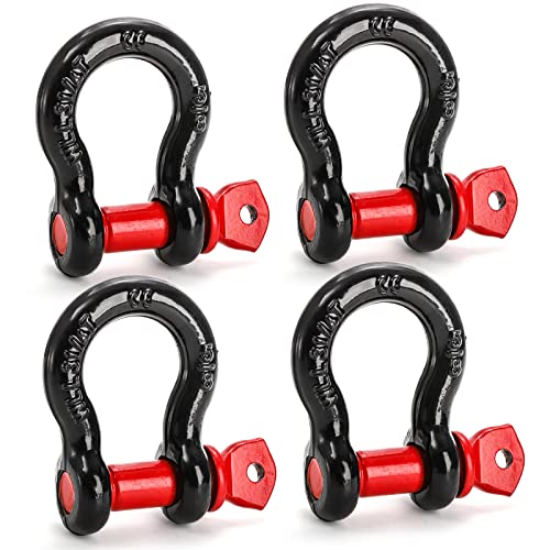 Bekith 4 Pack 5/8" D Ring Shackle 3.25 Ton (7165 Lbs) Capacity with 3/4" Pin Heavy Duty Shackles for Tow Strap, Winch, Off-Road Truck Vehicle Recovery - Image 1