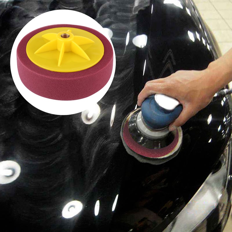 6inch/15cm Sponge Wheel Polishing Waxing Pad Kit Tool for Car Polisher Black Yellow Wine Red - Image 4