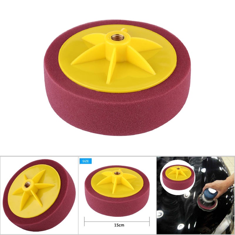 6inch/15cm Sponge Wheel Polishing Waxing Pad Kit Tool for Car Polisher Black Yellow Wine Red - Image 1