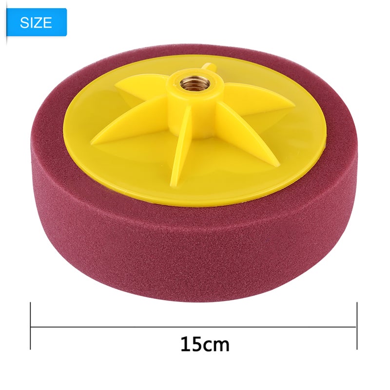 6inch/15cm Sponge Wheel Polishing Waxing Pad Kit Tool for Car Polisher Black Yellow Wine Red - Image 2