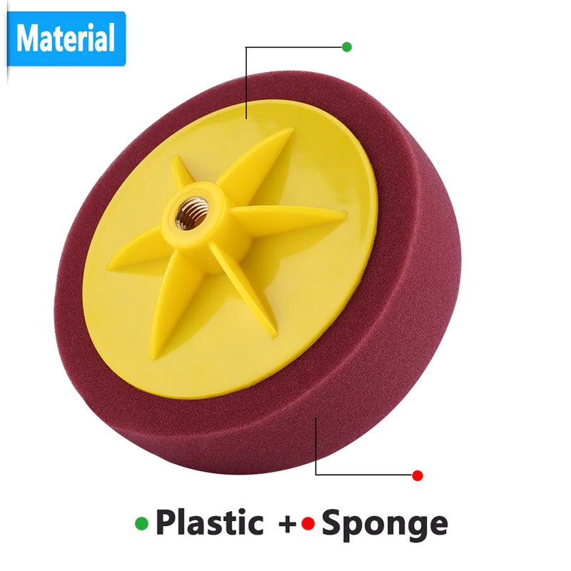 6inch/15cm Sponge Wheel Polishing Waxing Pad Kit Tool for Car Polisher Black Yellow Wine Red - Image 3