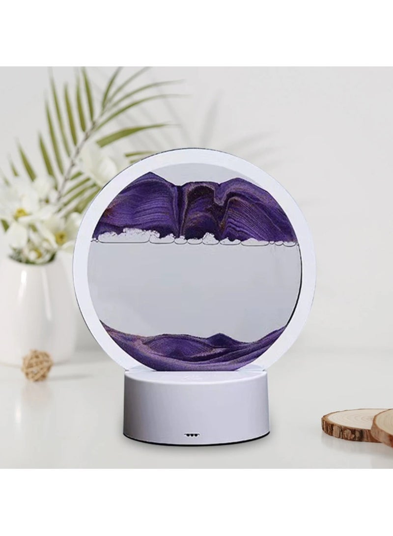DubaiGallery Table kinetic art Sand Painting Table Lamp, 3D Dynamic Sand Art Liquid Motion Earth Lamp, Three-Tone Light Quicksand Painting Art Bedside Table Lamp Painting Night Light, Relaxing Desktop Hom - Image 3