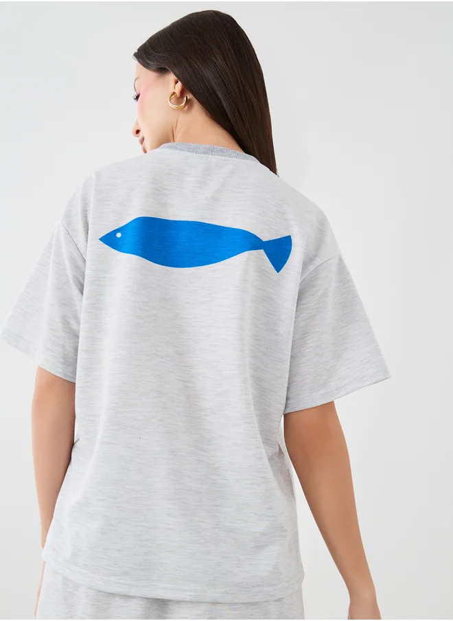 Take Two Take Two Graphic Print Round Neck T-Shirt and Maxi Skirt Co-Ords