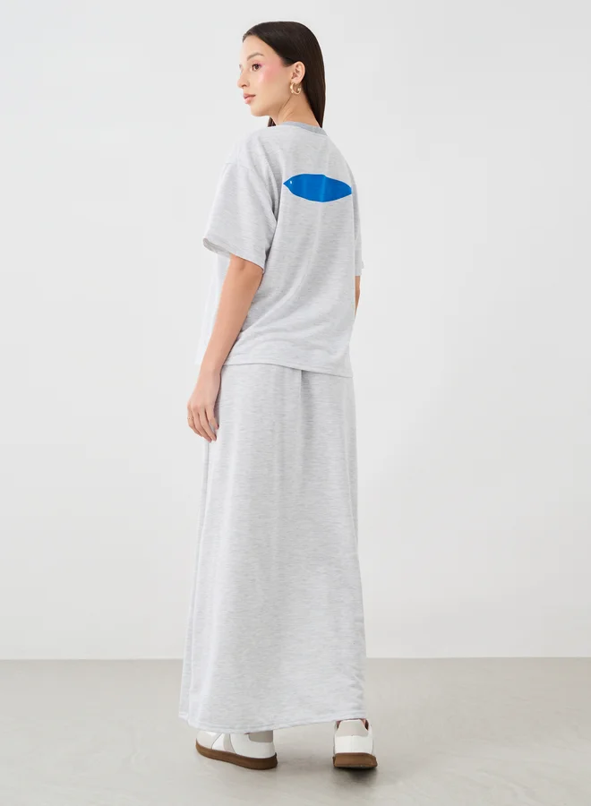 Take Two Take Two Graphic Print Round Neck T-Shirt and Maxi Skirt Co-Ords