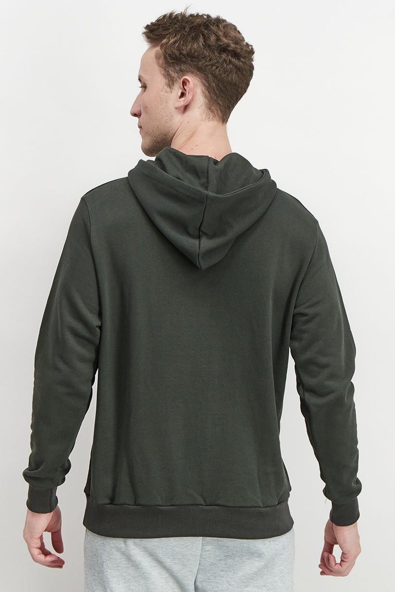 Baldinini Men Brand Logo Long Sleeves Hoodie, Olive - Image 3