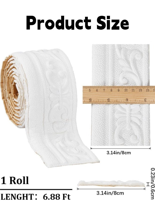Peel and Stick 3D Foam Wall Trim, White Self-Adhesive Decorative Wallpaper Border, Flexible Baseboard Edging for Mirror, Wall, Hotel DIY Decor, 91 x 3.2 Inch - Image 2