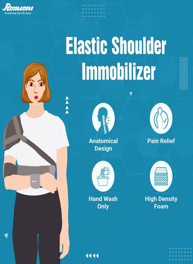 Romsons Elastic Shoulder Immobilizer With Support Brace- Arm Sling Used For Injuries By Men and Women - XXL - Image 5