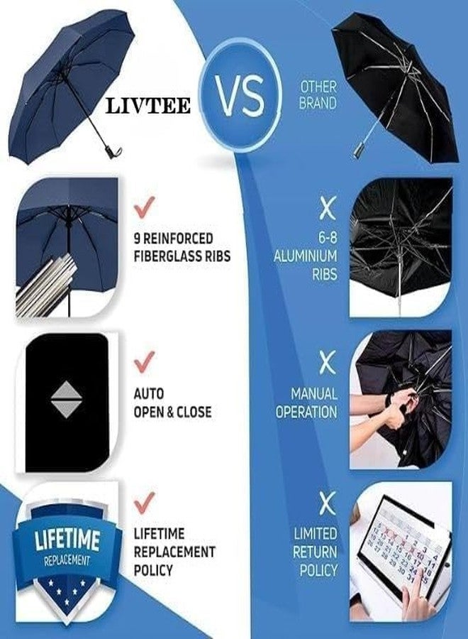 SHOPOGENIX Windproof UV Protection Travel Umbrella - Large 3-Fold Compact Umbrella for Sun & Rain - Strong, Lightweight & Stylish - Perfect for Men, Women, Kids, Boys & Girls - Image 5