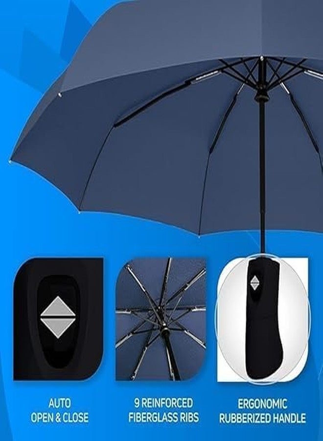 SHOPOGENIX Windproof UV Protection Travel Umbrella - Large 3-Fold Compact Umbrella for Sun & Rain - Strong, Lightweight & Stylish - Perfect for Men, Women, Kids, Boys & Girls - Image 2