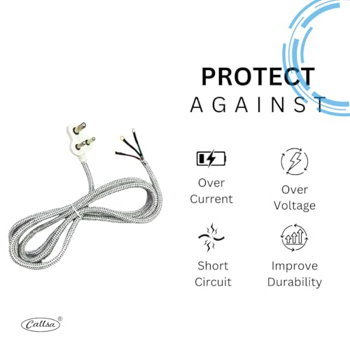 Callsa 2 Meter Iron Press Pure Copper Cable Cord, 3 Pin Top, 100% Pure Copper With Versatile Compatibility Suitable for Iron Presses (2M) - Image 2