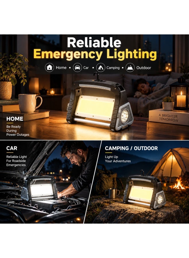 كشاف طوارئ LED قابل لإعادة الشحن 5800mAh بإضاءة COB وSpotlight وبطارية 18650 وشحن USB ومغناطيس - Image 5