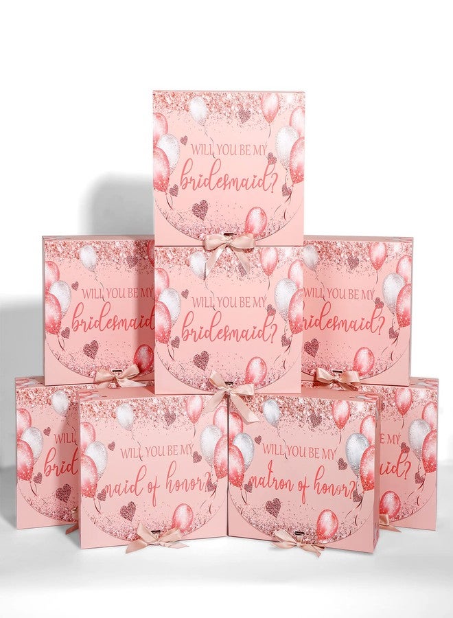 Marspark 8 Pack Balloon Bridesmaid Proposal Gift Boxes with Ribbon 7.87 x 10.6 Inch Will You Be My Maid of Honor Bridesmaid Boxes for Wedding Bridal Shower Packaging Supplies Birthday Party Favors - Image 1