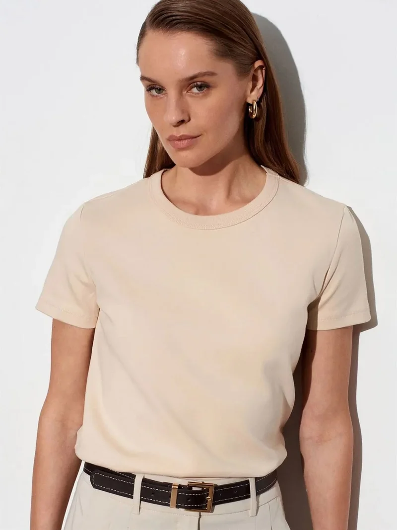 Dilvin DILVIN Women's Solid Crew Neck T-Shirt