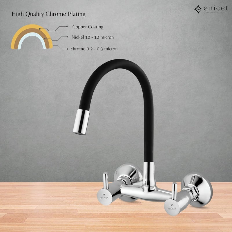 ENICET خلاط حوض نحاسي، فوهة ممتدة، تشطيب كروم، فوهة دوارة 360 درجة، ضمان 7 سنوات، صنبور خلاط للحوض للمطبخ، ساخن وبارد، صنبور حوض المطبخ (فوهة مرنة 1 تدفق) - Image 4