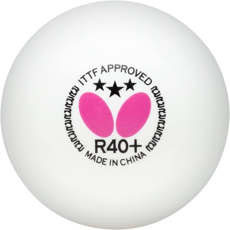 Butterfly R40+ Table Tennis Balls, White, 40mm, Pack of 3 - Image 2