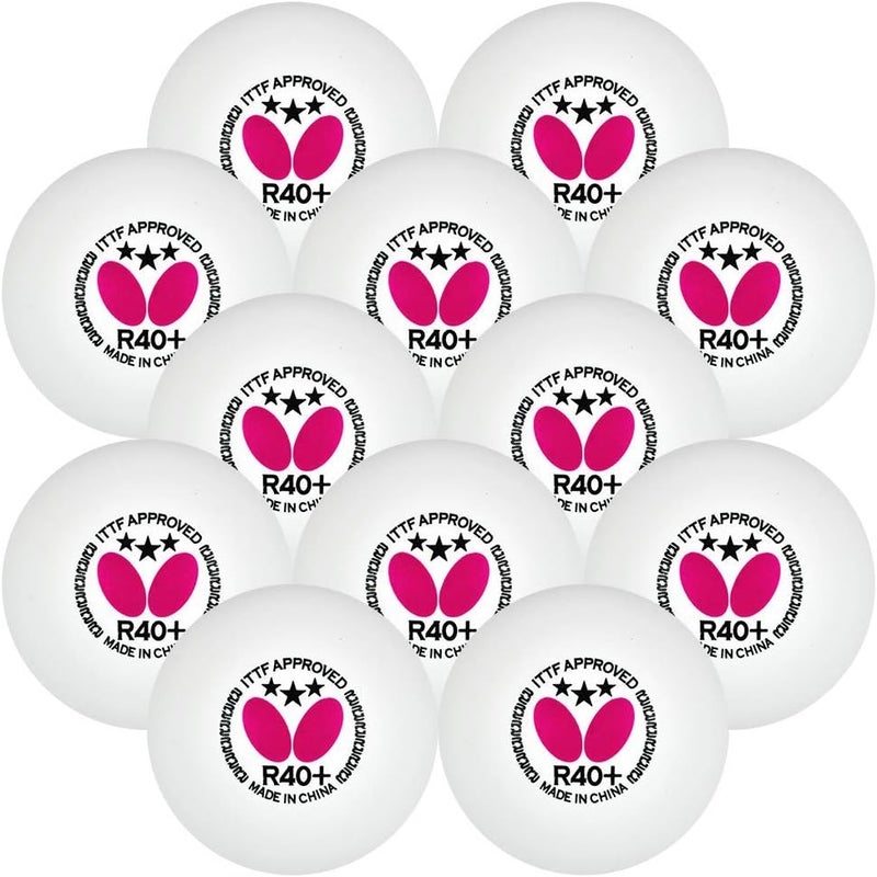 Butterfly R40+ Table Tennis Balls, White, 40mm, Pack of 3 - Image 4