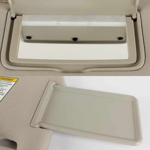 PEVAST Pair of Left (w/Light) & Right (w/Light) Sun Visors for Sentra 2013 2014 2015 2016 2017 2018 2019, Gray with Mirror, Replaces# 96400-3SG8A & 96401-3SG8A (Left Driver Side with Light) - Image 5