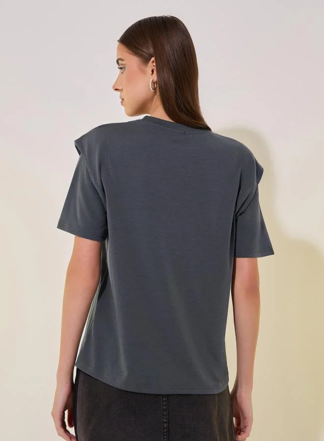 Take Two Faux Pearl Embellished Round-Neck T-Shirt