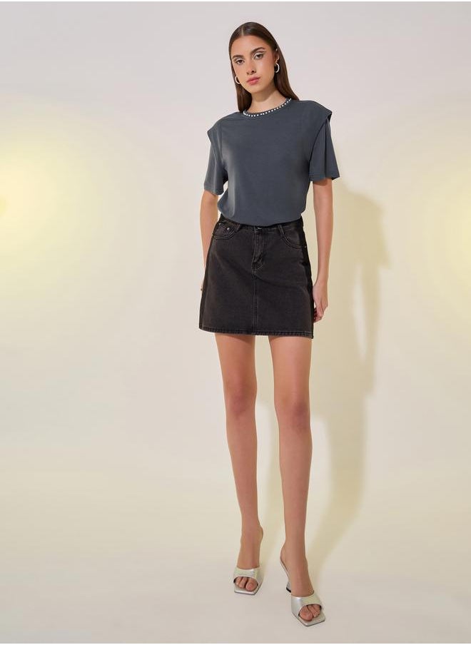Take Two Faux Pearl Embellished Round-Neck T-Shirt  - Image 3