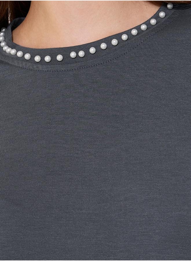 Take Two Faux Pearl Embellished Round-Neck T-Shirt  - Image 5