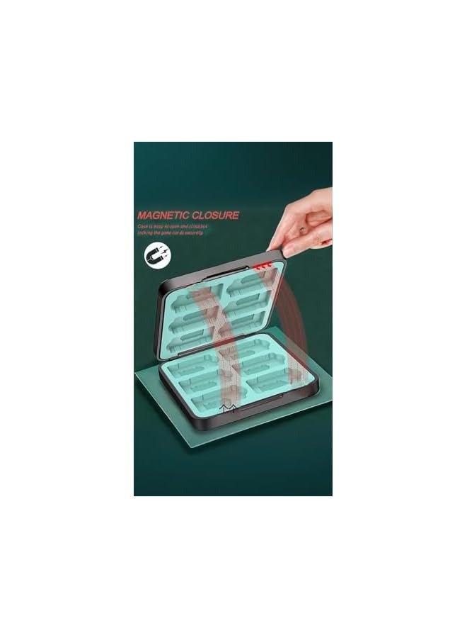 بروماس حامل حقيبة ألعاب سويتش - يحمي 12 خرطوشة ألعاب، هيكل صلب، بطانة ناعمة، مطاط، حامل ألعاب محمول (أسود) - Image 3