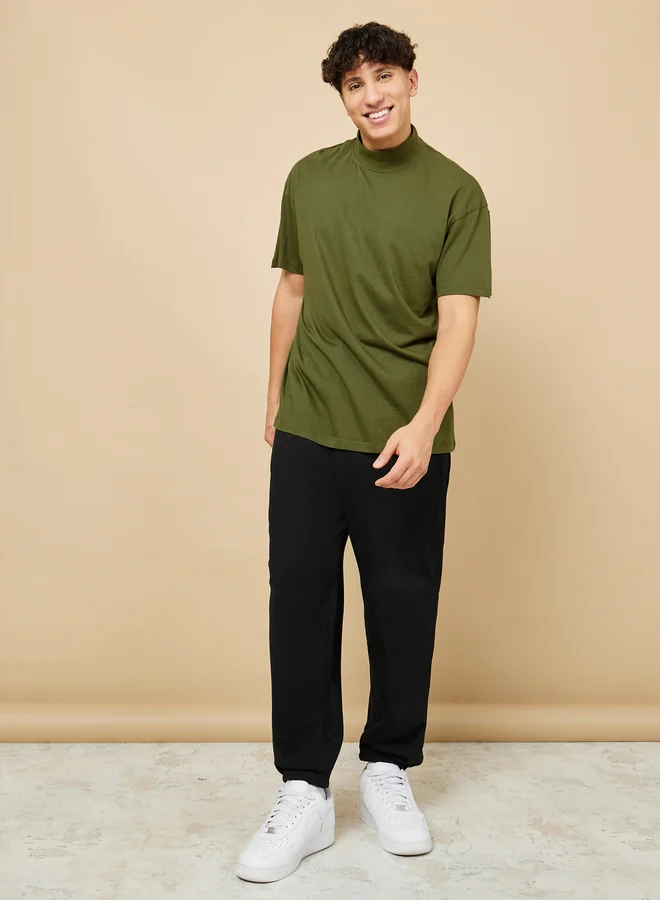 ستايلي Styli Mock Neck Oversized T-Shirt
