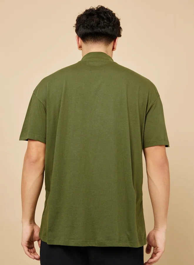 ستايلي Styli Mock Neck Oversized T-Shirt