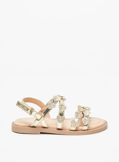 JUNIORS Girls Heart Accent Sandal with Hook and Loop Closure