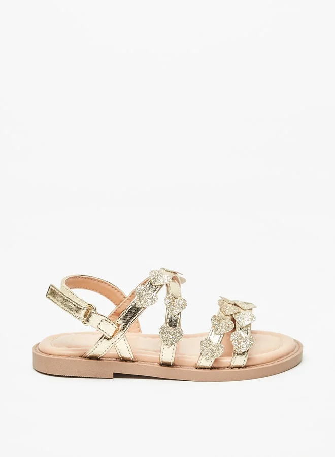 JUNIORS Girls Heart Accent Sandal with Hook and Loop Closure