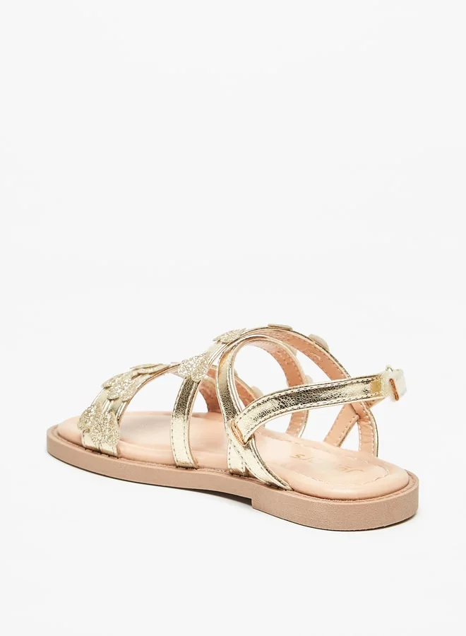 JUNIORS Girls Heart Accent Sandal with Hook and Loop Closure