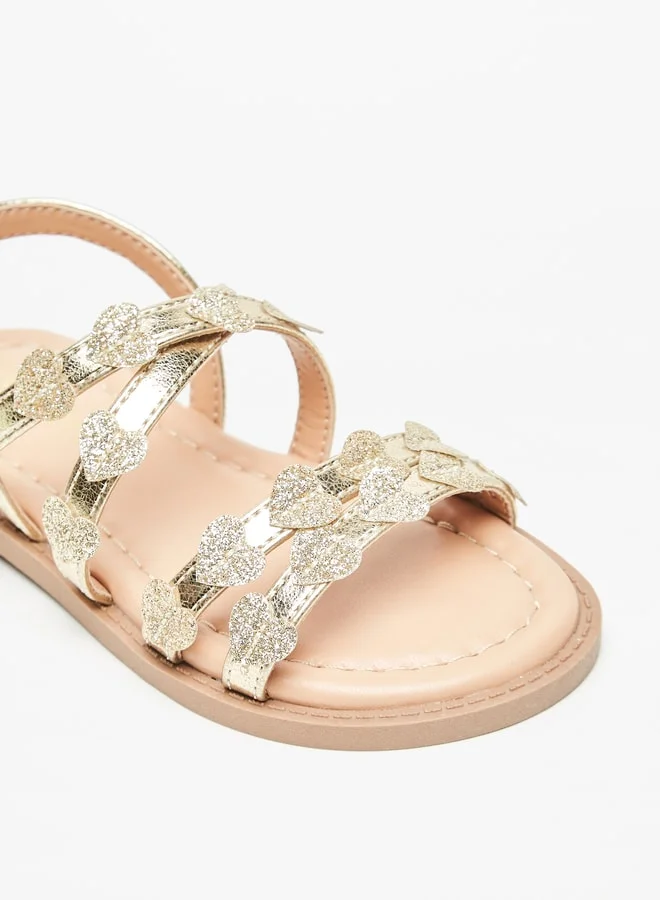 JUNIORS Girls Heart Accent Sandal with Hook and Loop Closure