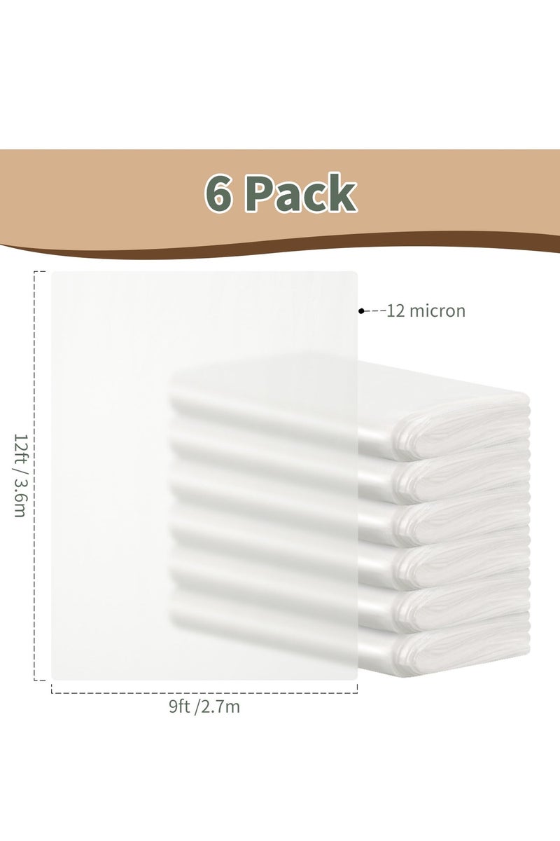 6 Pack 366 x 274 CM Extra Large Painters Plastic Drop Cloth Painting Sheet, Waterproof Dust-Proof Protective Masking Film, Paint Drop Cloth, Clear Plastic Sheet, Plastic Sheet Dust Cover for Furniture - Image 2