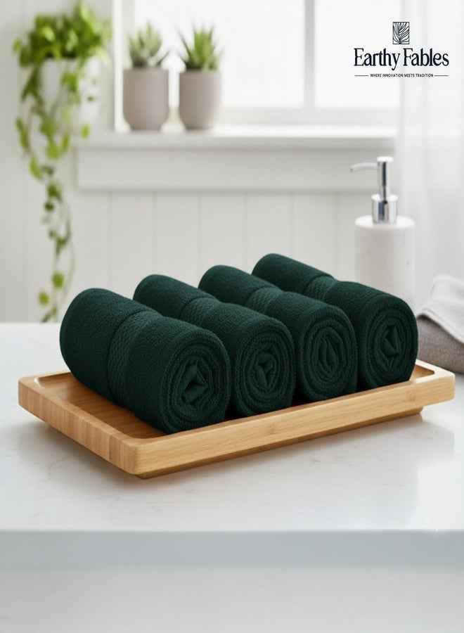 Earthy Fables Premium Face Towels - 100% Combed Cotton, 600 GSM, Ultra Soft, Quick Dry & Highly Absorbent, for Gym, Travel & Acne-Prone Skin, 30 x 30 cm, Set of 4 (Castleton Green) - Image 2